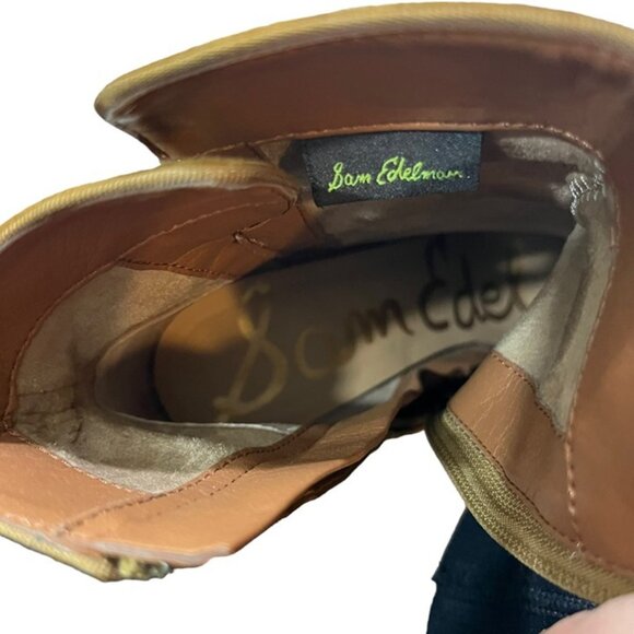 Sam Edelman ankle boots women's 7 brown pink floral suede Winnie chunky heel - Picture 10 of 11